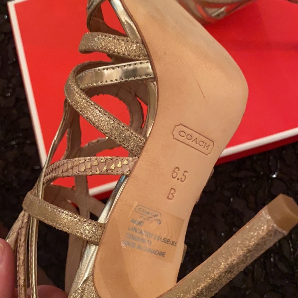 Coach “Lancaster Dust” Gold Heels 🔥 - Picture 8 of 8